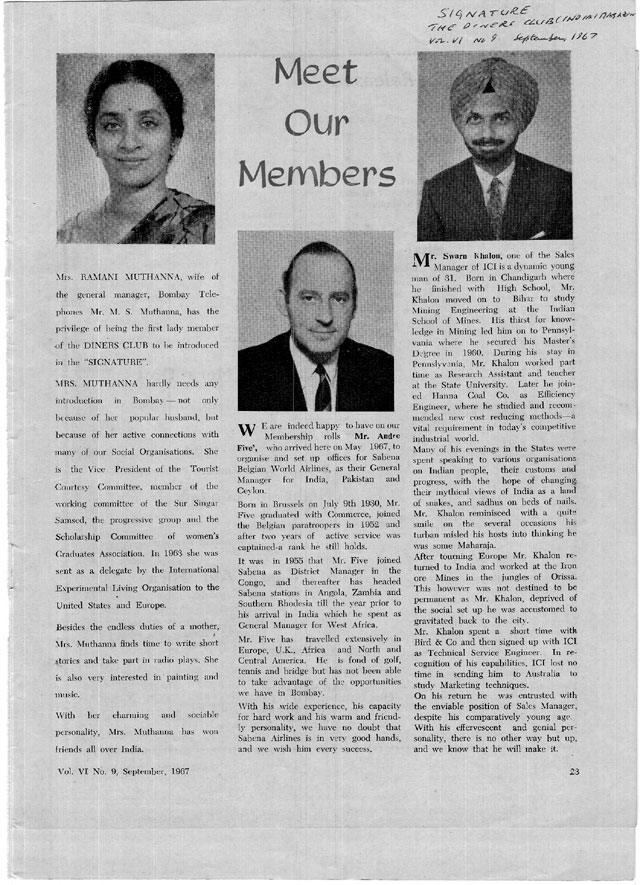 SIGNATURE Magazine, Diners Club, India