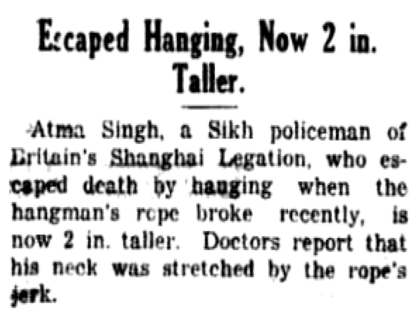 A newspaper clipping on the incident