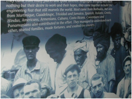Wall size mural at reception centre, Mila-Flores-Part view showing some workers with turbans