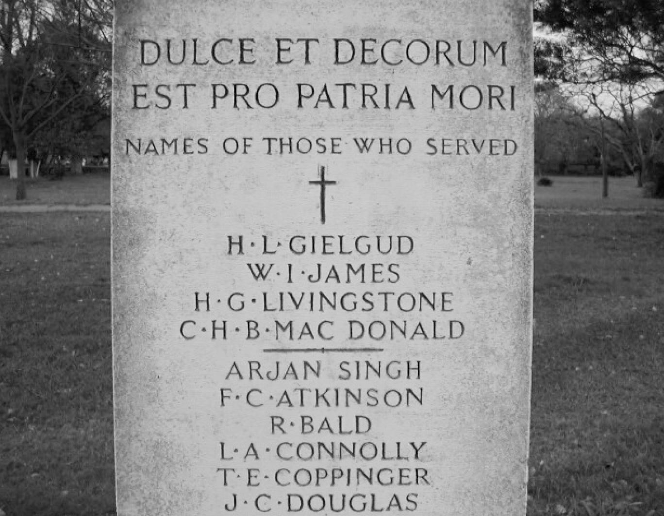 First World War Memorial with Arjan Singh's name